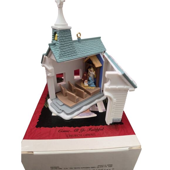 #17 Hallmark Keepsake Ornament Come All Ye Faithful Church Opens 1996 Collectors - Picture 7 of 8